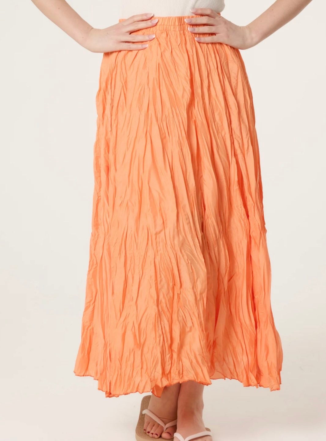 Orange crinkle maxi skirt  Clara