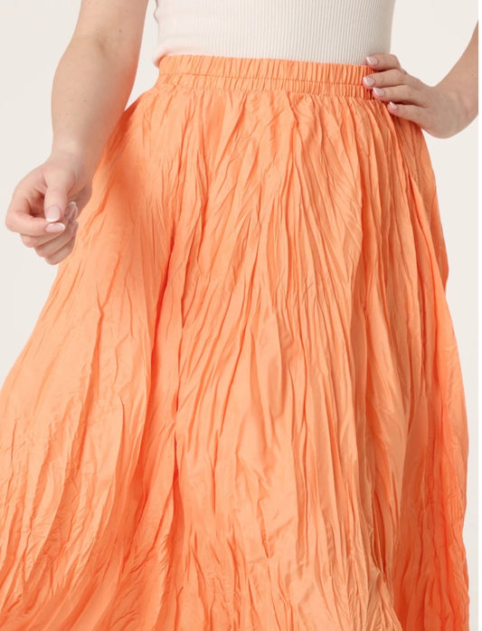 Orange crinkle maxi skirt  Clara