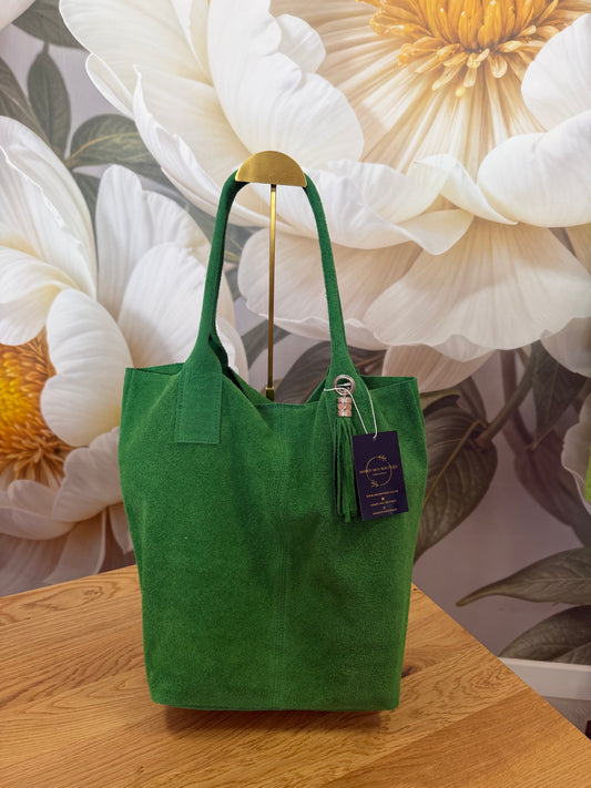 Slouchy Suede bag  in green manhattan