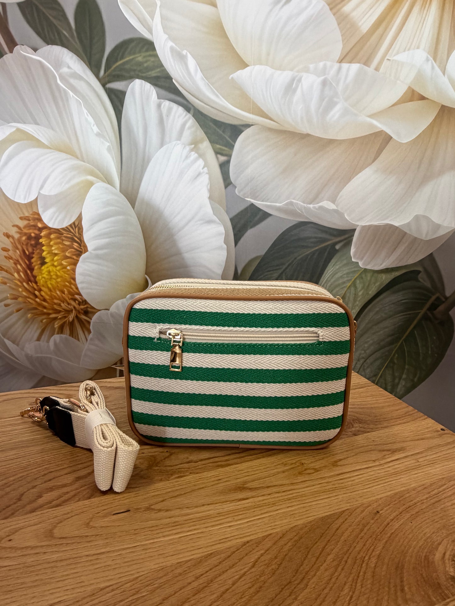 Stripe crossover bag  coconut cloud