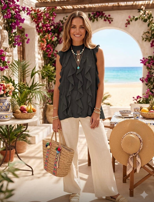 Stunning floaty frill top Polly